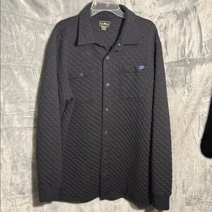 L.L. Bean shirt jacket men’s large tall pockets soft quilted dark gray snaps